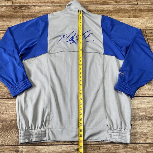 Air Jordan Flight Jacket Gray Blue Large Jumpman Track Jacket - Picture 7 of 10